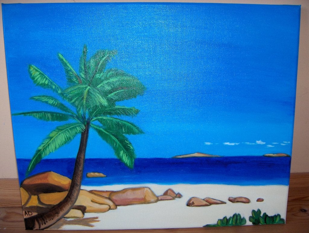 Strand 2, Antiek en Kunst, Landschap, Acrylverf, Handgeschilderd, Ophalen of Verzenden
