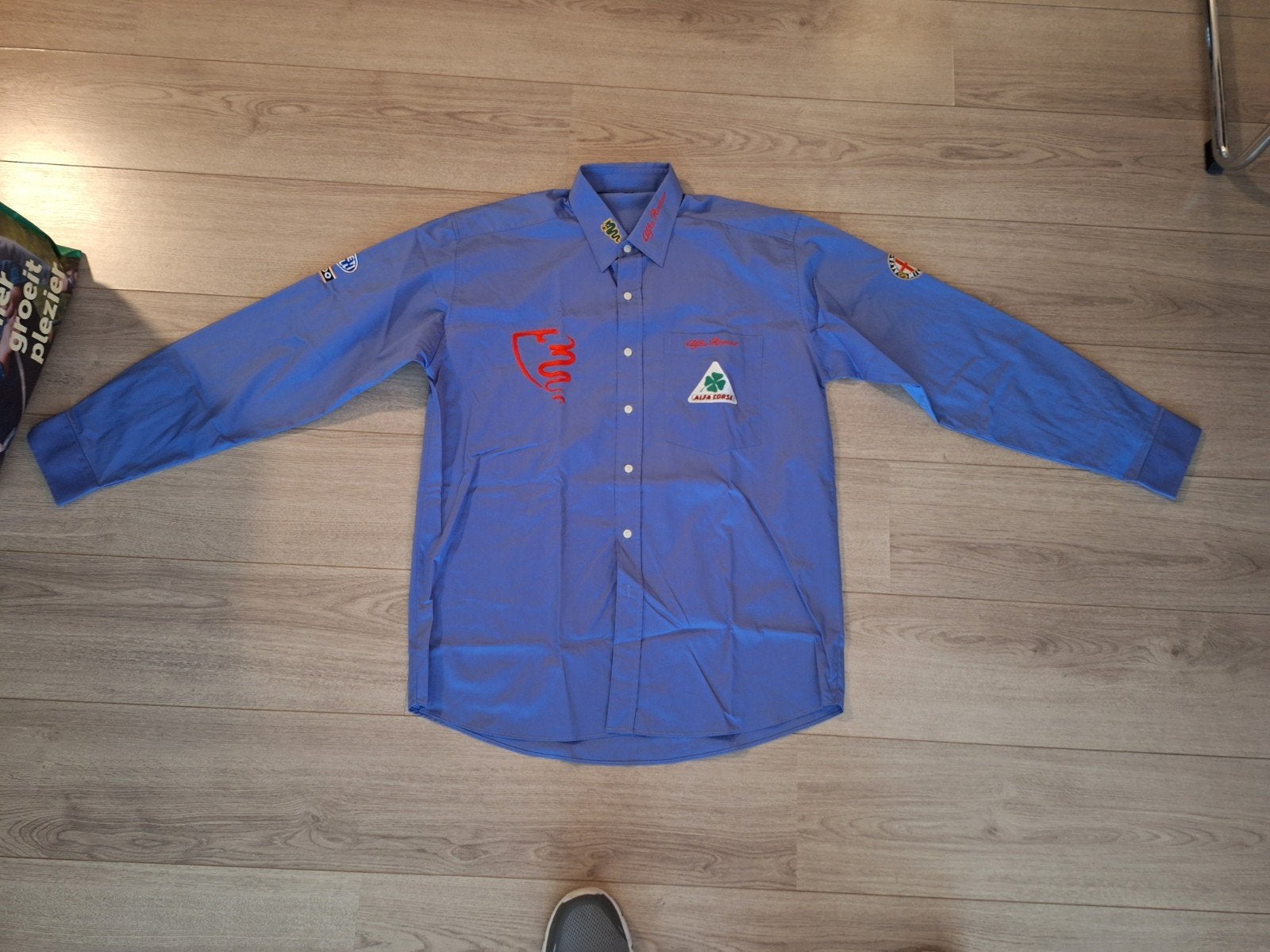 Alfa Romeo overhemd XL - Blauw met logo's, Blauw, Alfa Romeo, Ophalen of Verzenden, Zo goed als nieuw