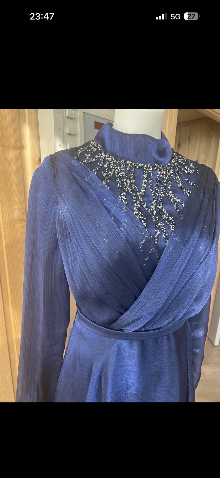 Galajurk avondjurk abiye hijab, Ophalen of Verzenden, Zo goed als nieuw, Blauw, Galajurk