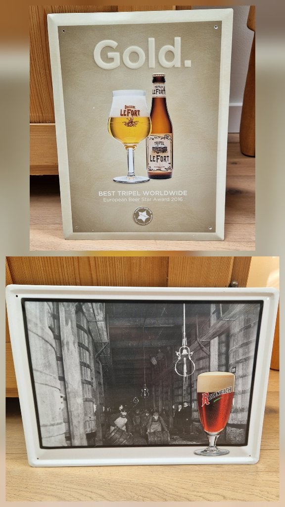 Set bierborden 30 x 40 cm, Ophalen of Verzenden, Zo goed als nieuw, Reclamebord, Plaat of Schild, Overige merken