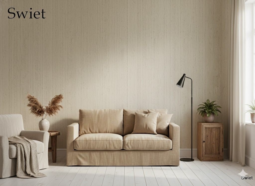 7147 beige jutelook 70s vintage behang naturel swiet, Verzenden, Beige