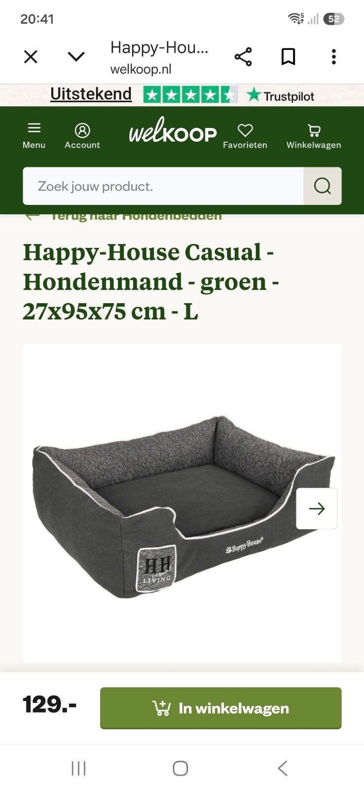 Happy House grote hondenmand, Dieren en Toebehoren, Ophalen, Zo goed als nieuw, Katoen