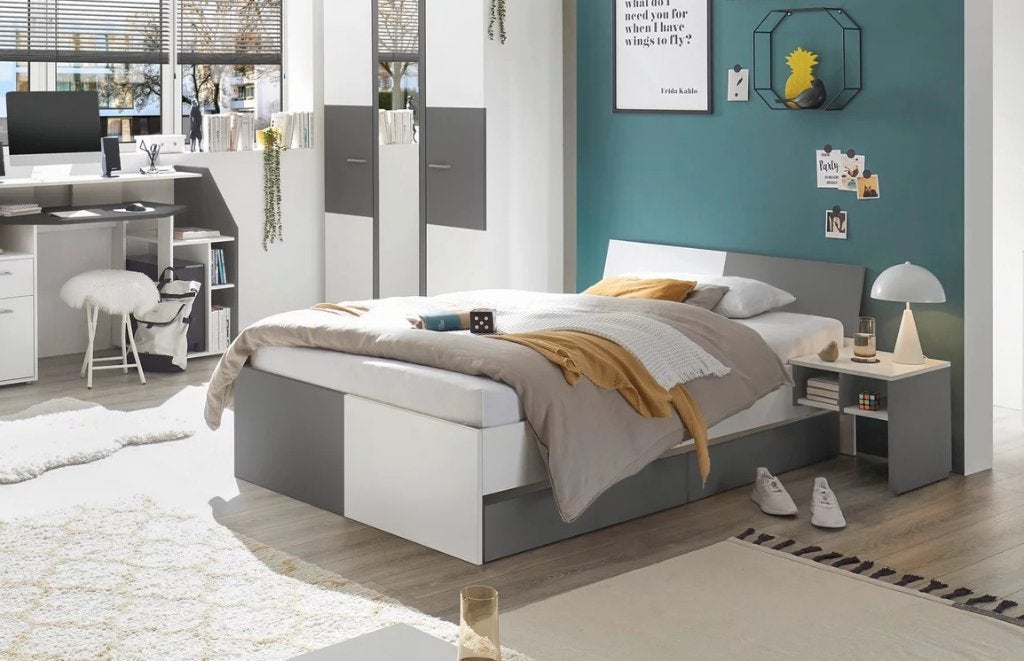 NIEUW Twijfelaar bed 120 x 200 cm met 2 bedlades., Verzenden, Wit, Nieuw, Twijfelaar