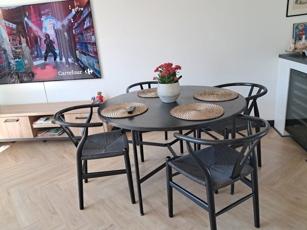 Japandi style.Black chairs set of 4, Huis en Inrichting, Stoelen, Ophalen, Zwart, Vier, Hout