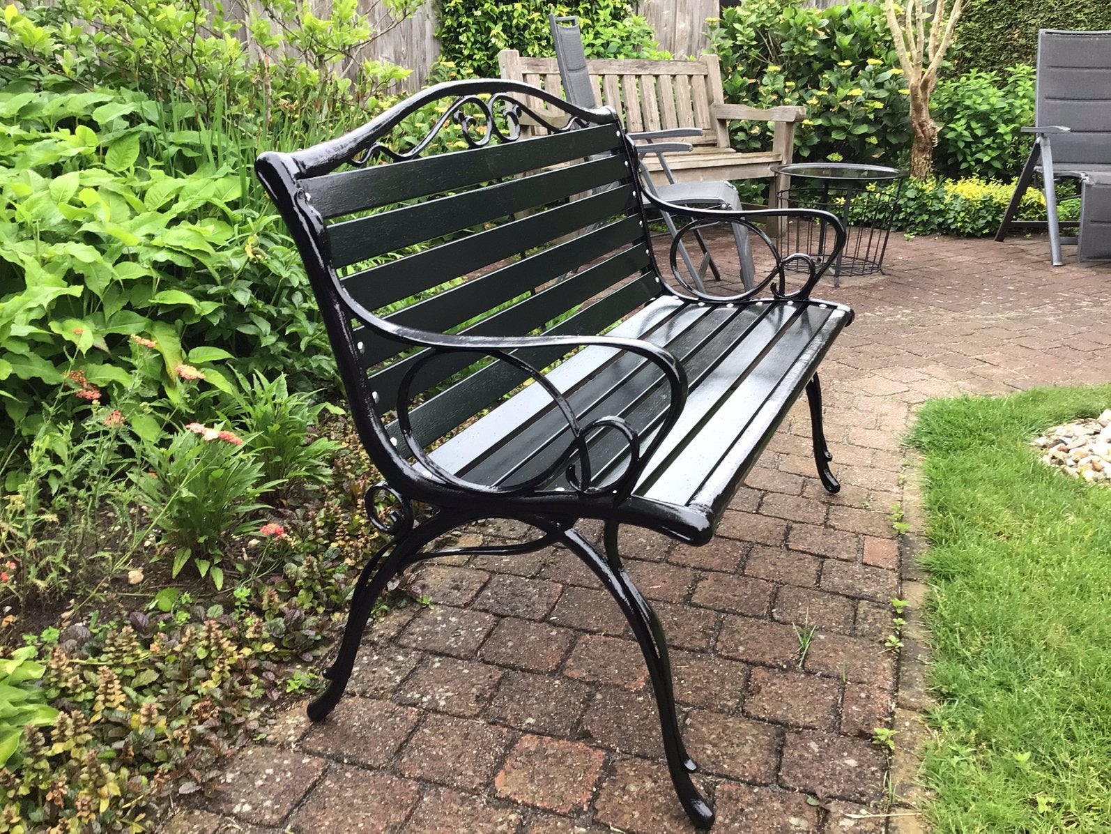 Gietijzer frame tuinbank, Ophalen, Nieuw, Hout