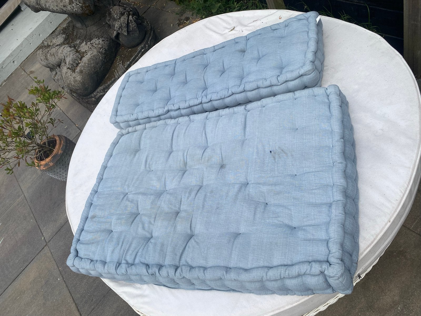 Palletkussens 80x120 en 40x120, 13cm dik, Gebruikt, Blauw, Palletkussen, Ophalen of Verzenden