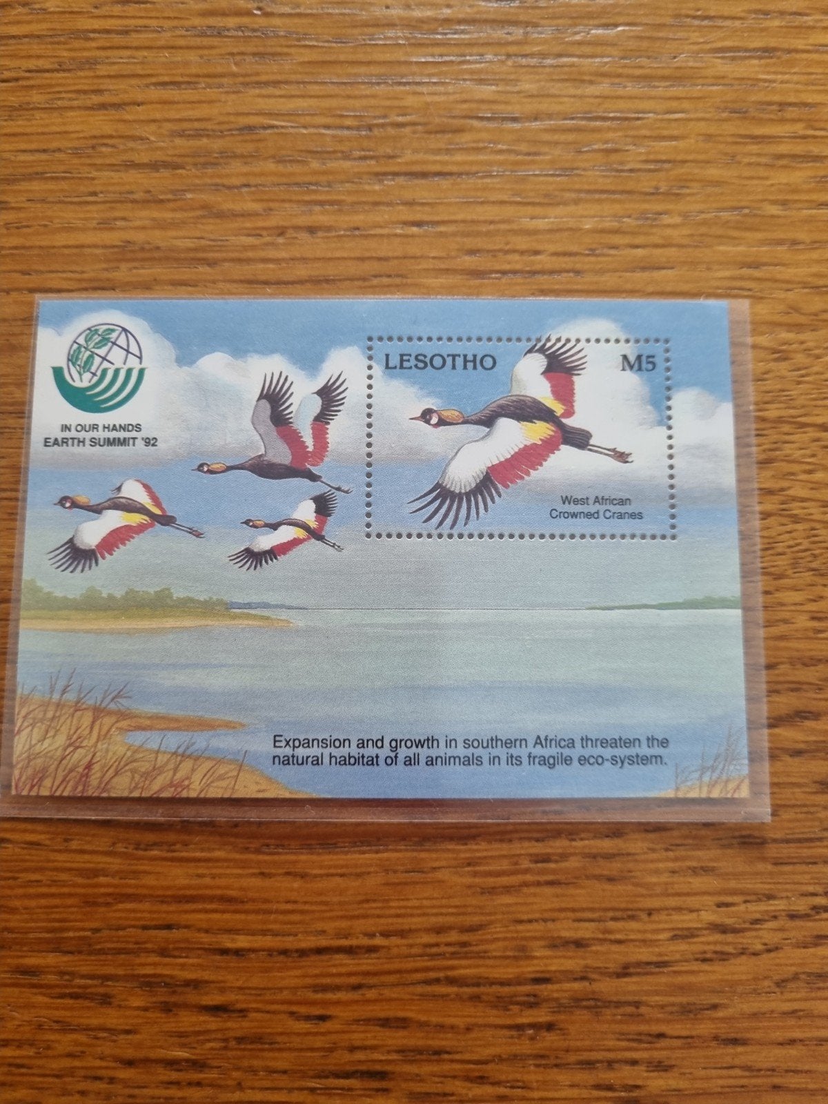 Lesotho Earth Summit '92 West African Crowned Crane, Ophalen of Verzenden, Overige landen, Postfris