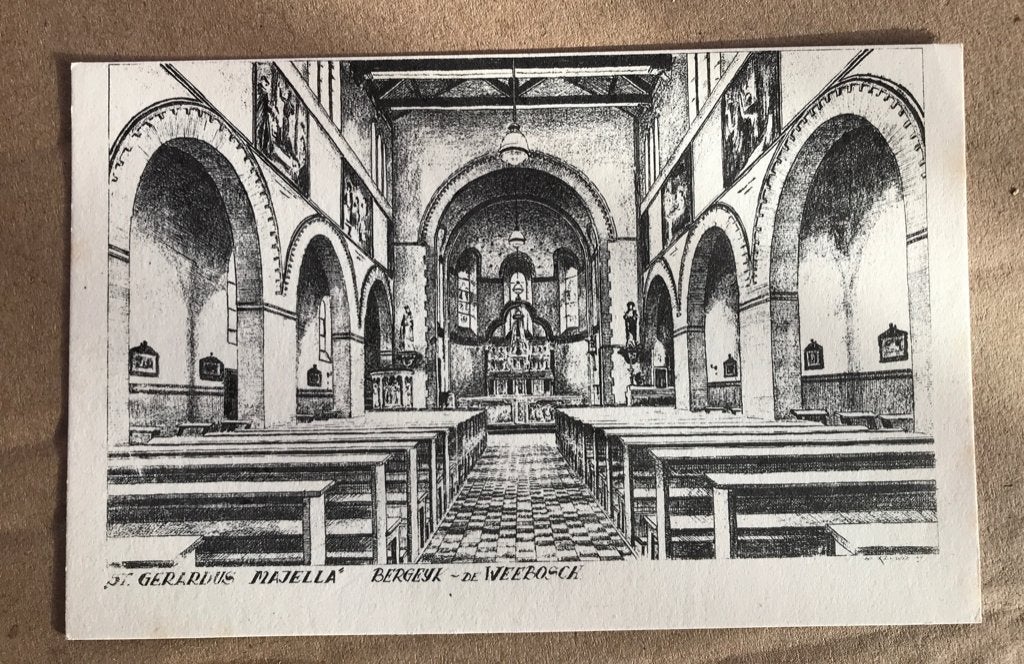 ansichtkaart van de kerk te Bergeijk de Weebosch., Verzamelen, Ansichtkaarten | Nederland, Verzenden, 1940 tot 1960