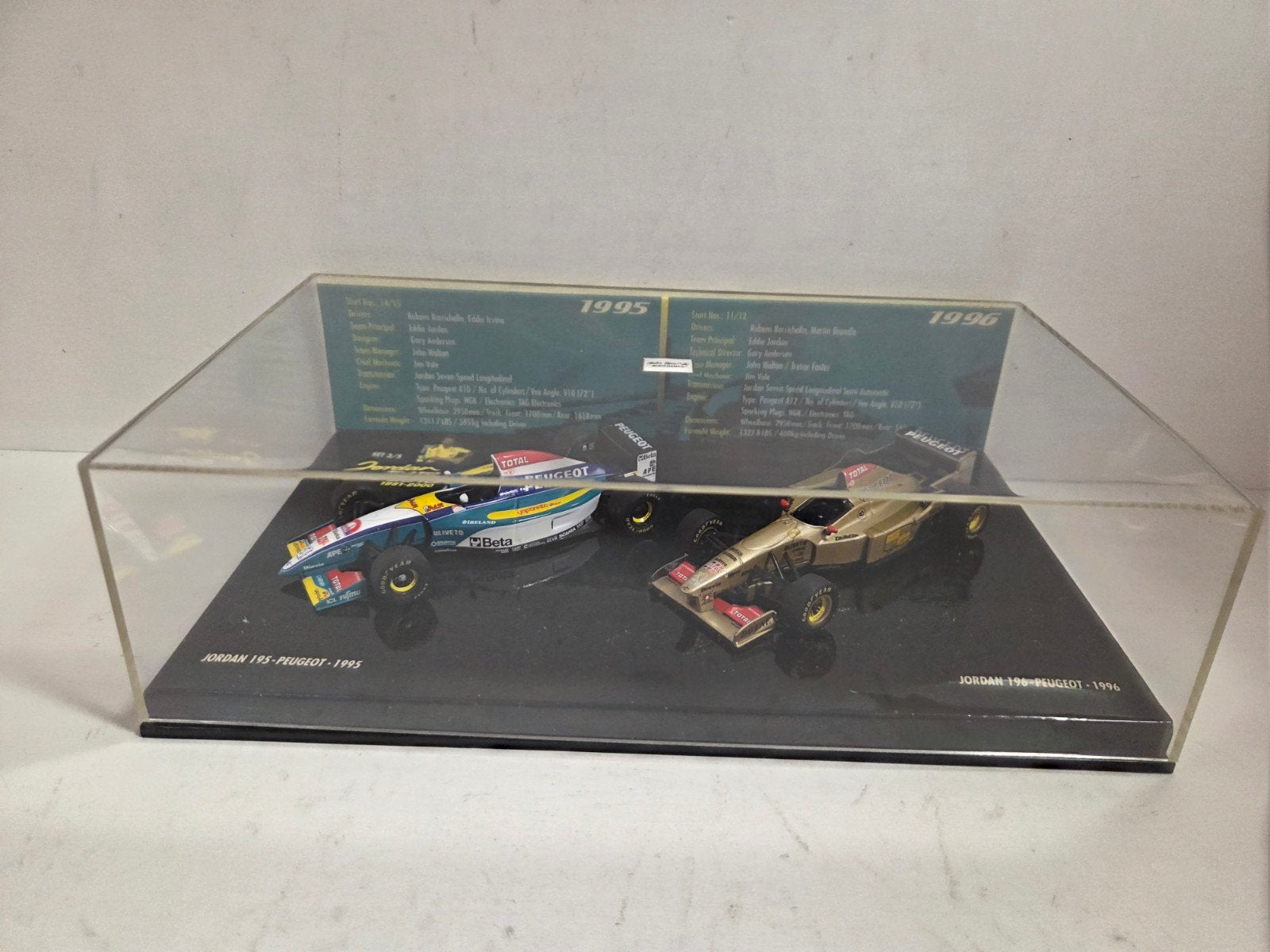 Minichamps F1 set Jordan 1995/1996 1:43, Hobby en Vrije tijd, Modelauto's | 1:43, Auto, ., Ophalen of Verzenden, Zo goed als nieuw