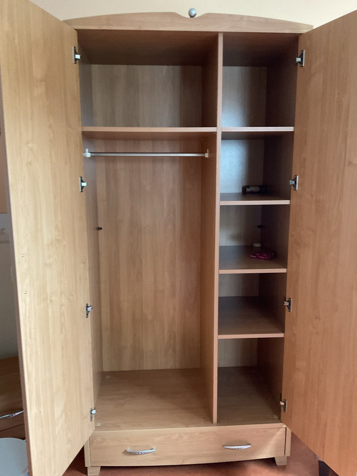 Complete Slaapkamer Set: Bed, Kledingkast, Bureau, Nachtkast, Gebruikt, 90 cm, Eenpersoons, Bruin