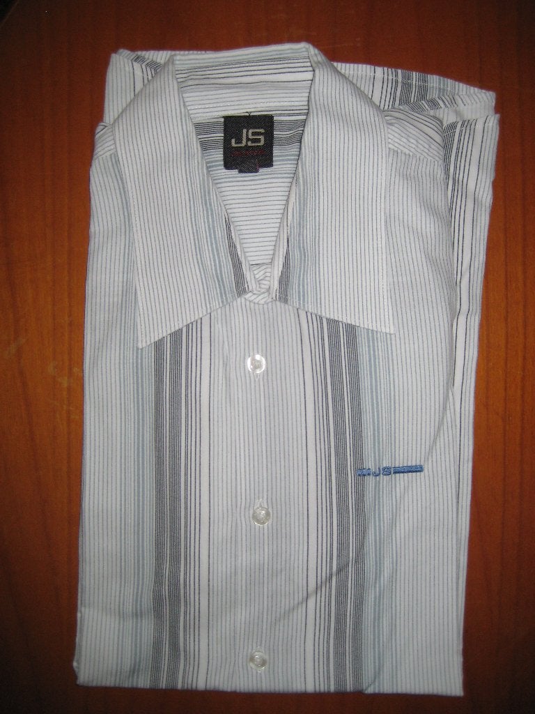 Gestreepd hemd, L, LS Jeans, korte mouwen, Ophalen of Verzenden, Zo goed als nieuw, Overige kleuren, Halswijdte 41/42 (L)