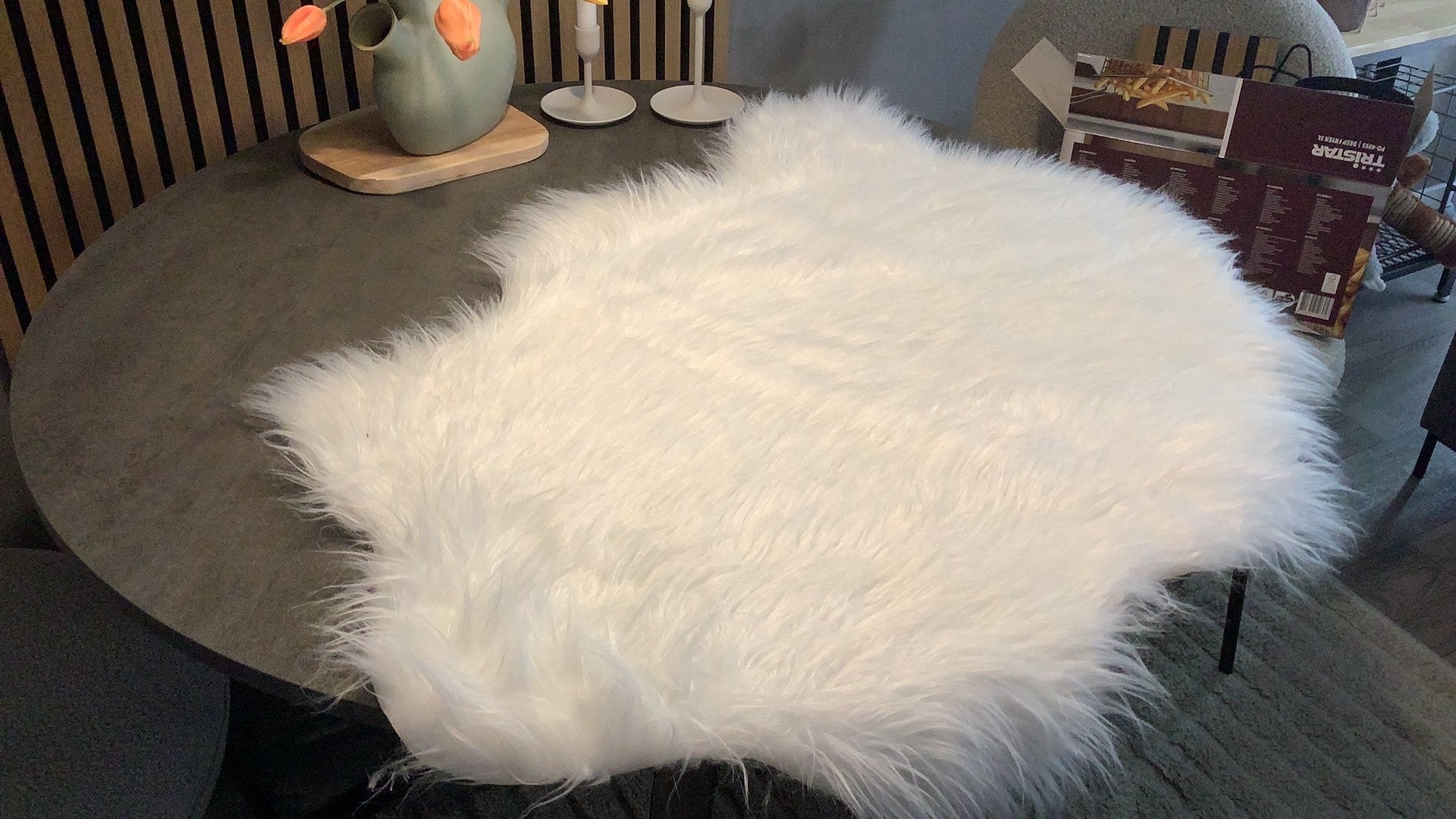 Wit synthetisch schapenvachtje, Ophalen, Wit, 50 tot 100 cm, Zo goed als nieuw