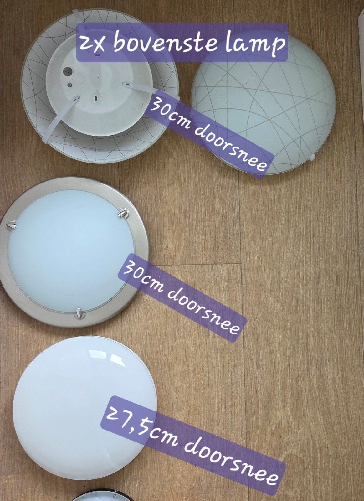 Diverse plafonnières,  4 stuks, Ophalen