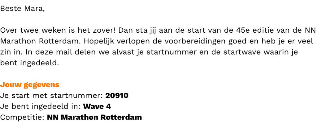 Rotterdam marathon startnummer, Ophalen of Verzenden, Nieuw