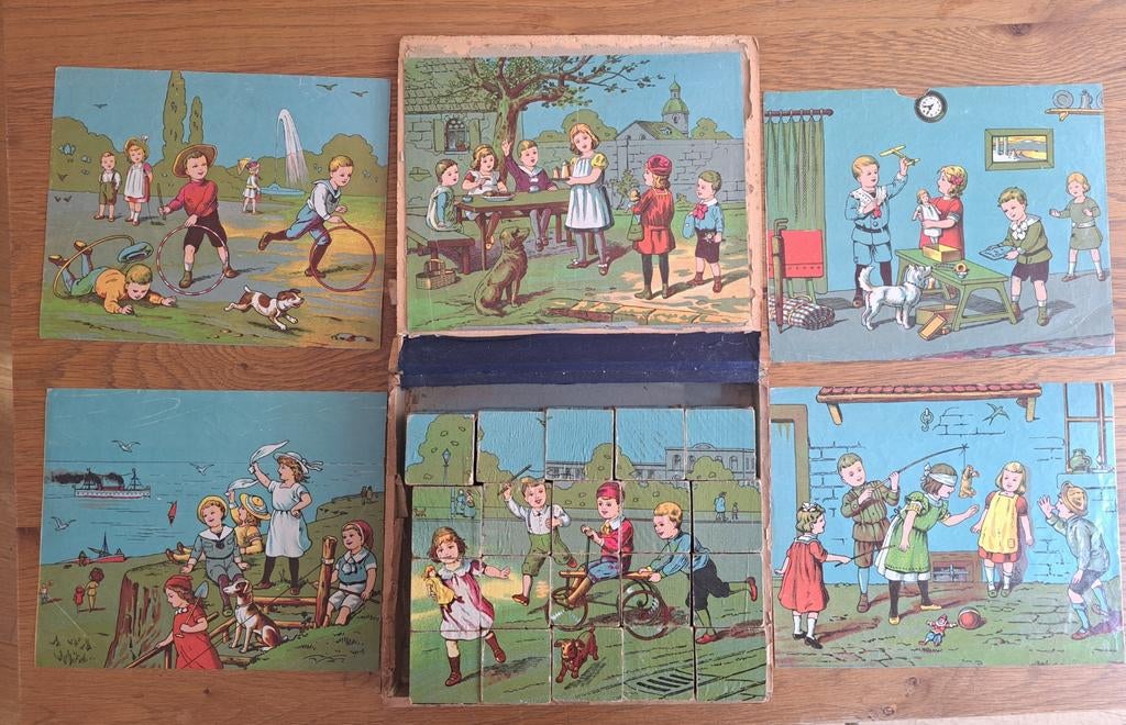 Antieke Puzzel Blokkendoos - Zeker 100 Jaar Oud, Antiek en Kunst, Antiek | Speelgoed, Ophalen of Verzenden