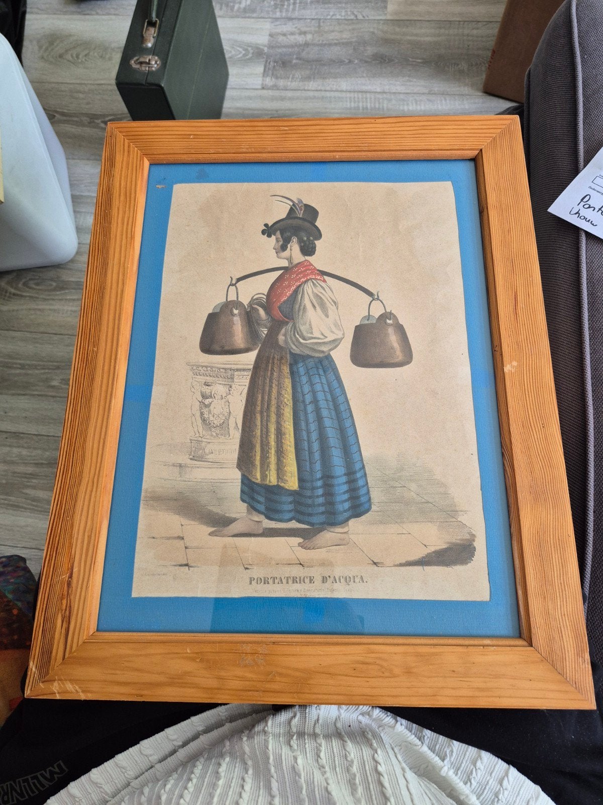 Antieke prent 'Portatrice d'Acqua' - Venetië, Antiek en Kunst, Dagelijks leven, 1800 - 1899, Ophalen of Verzenden, Lithografie