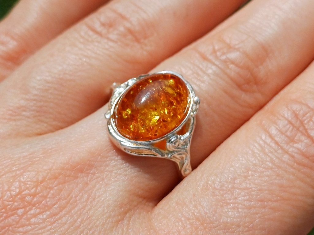 Vanoli 925 zilveren ring met amber / barnsteen maat 18,5, Daiva1973@hotmail.com, 18 tot 19, Vanoli, Amsterdam