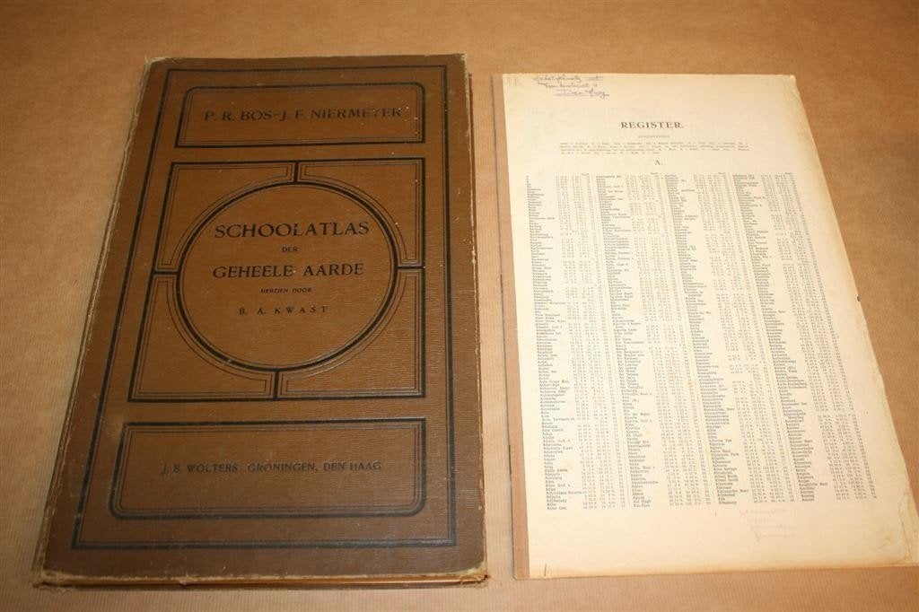 Schoolatlas der Geheele Aarde — Antiek, Bos, 32e dr. 1929, Boeken, Gelezen, Ophalen of Verzenden, Landkaart, 1800 tot 2000