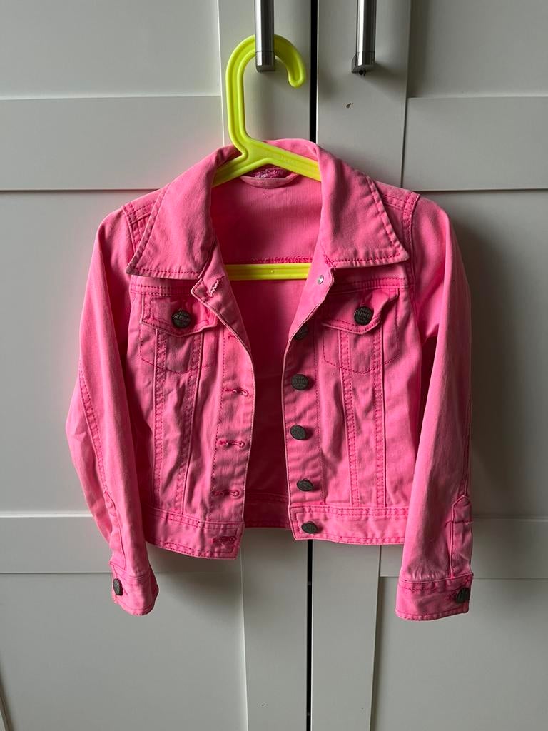 Spijkerjasje roze maat 110/116, Ophalen of Verzenden, Zo goed als nieuw, Meisje, Jas