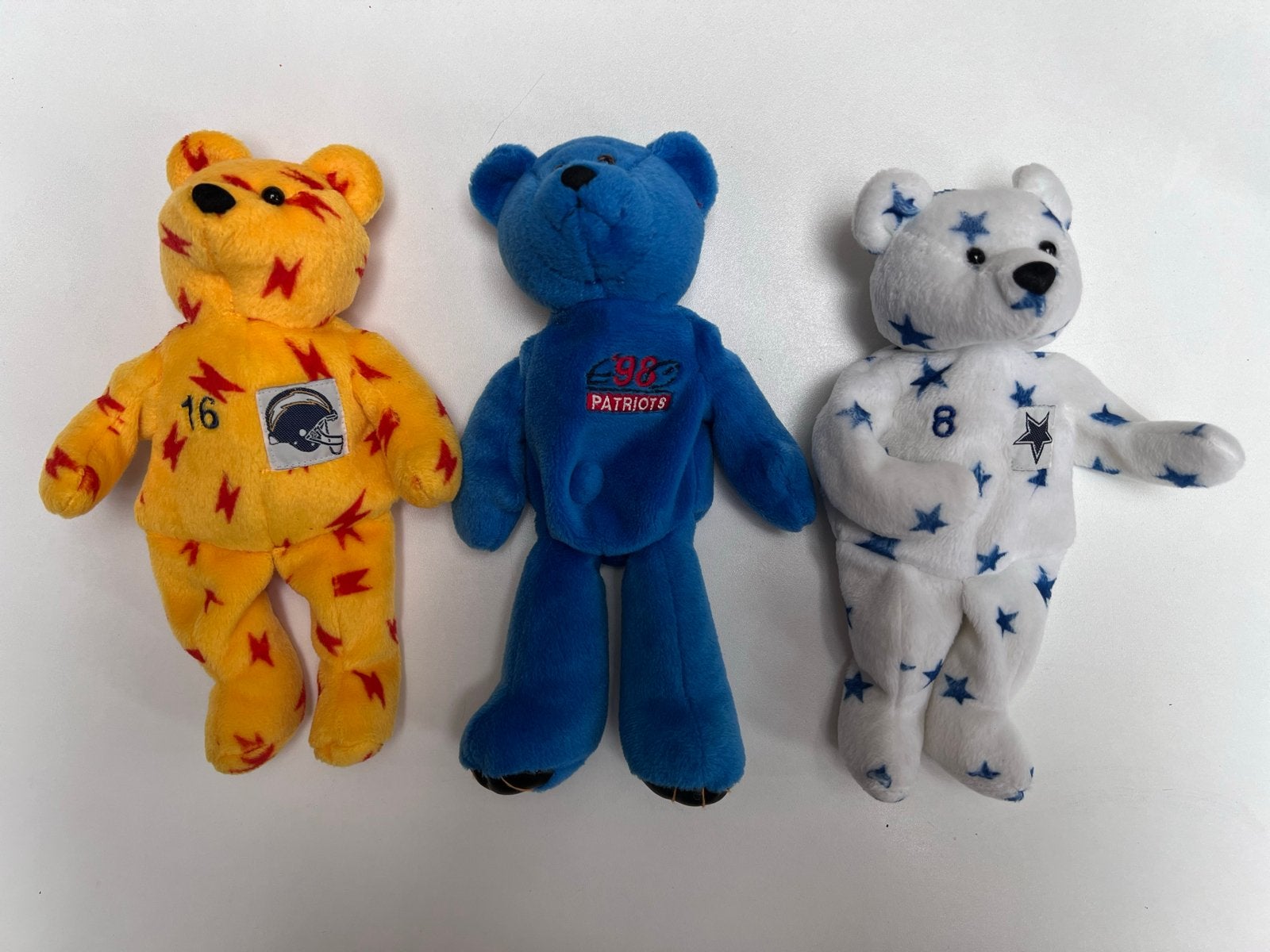 Set van 3 NFL Beanie Bears - Bledsoe, Leaf, Aikman, Gebruikt, Overige merken, Overige karakters, Beer