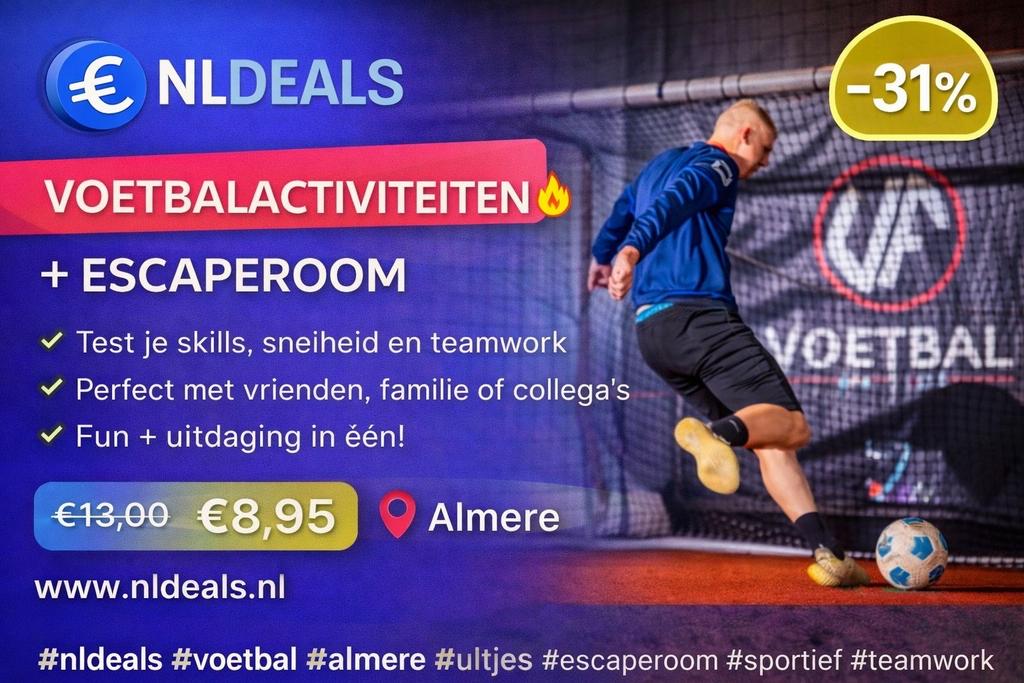Voetbalactiviteiten (1,5 uur) en/of voetbal-escaperoom, Tickets en Kaartjes, Eén persoon, Ticket of Toegangskaart