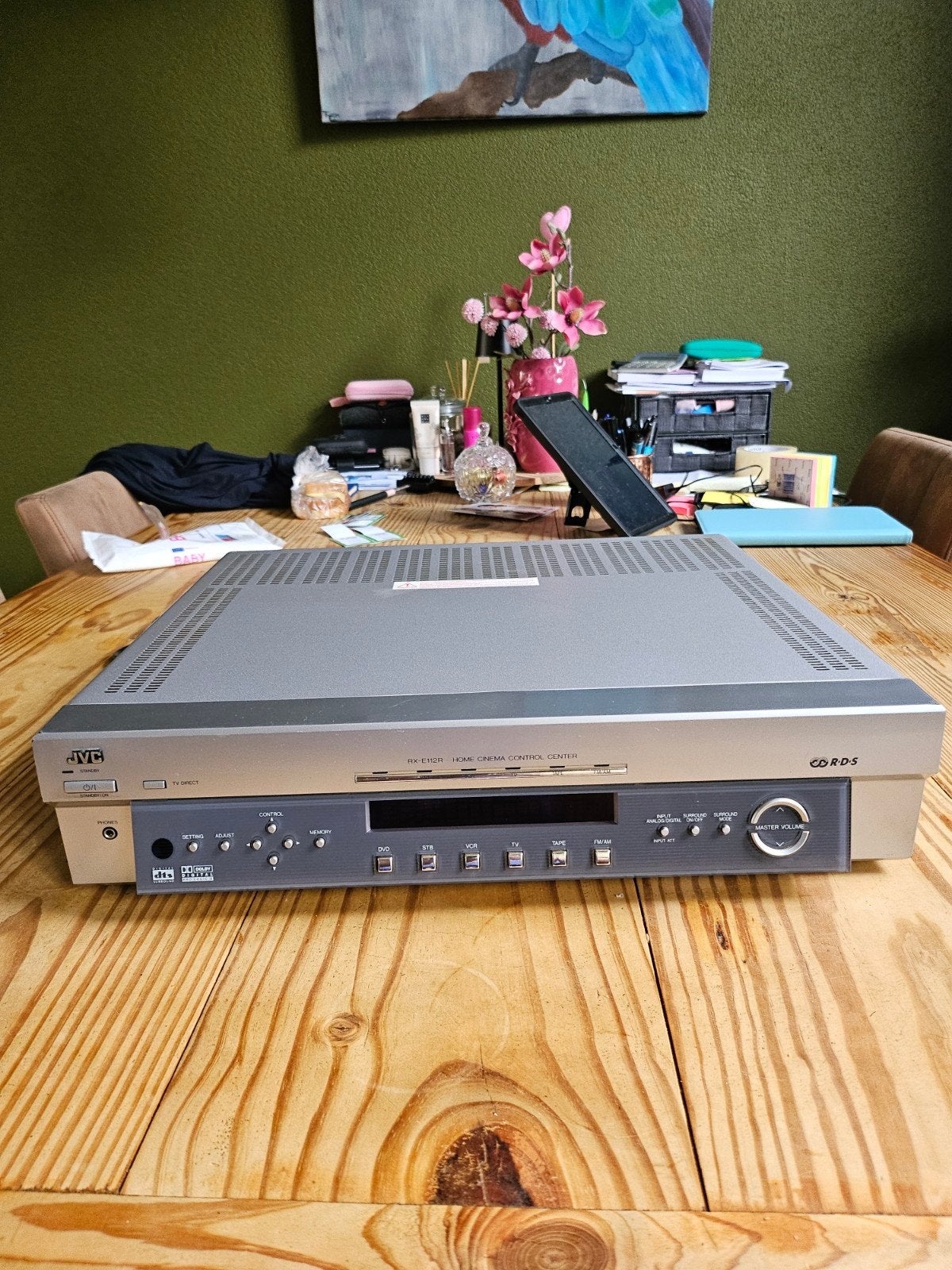 JVC RX-E112R Stereo Receiver - Home Cinema Control Center, Gebruikt, JVC, Ophalen of Verzenden, 120 watt of meer