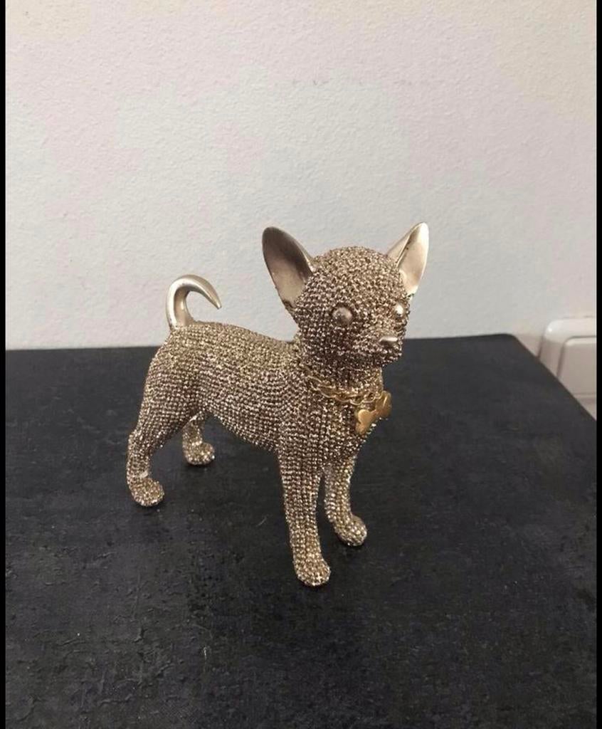 Chihuahua beeldje licht goud nieuw, Verzamelen, Ophalen of Verzenden, Nieuw, Dier