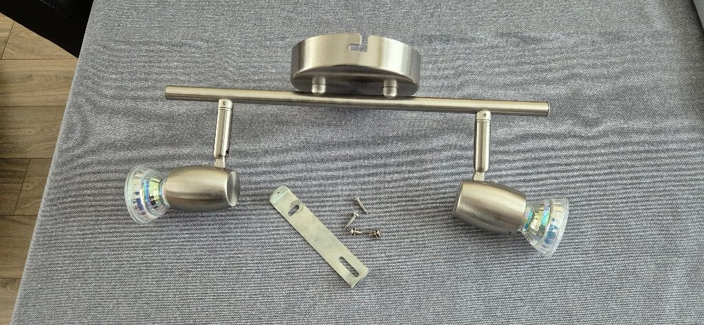 Plafondlamp met energiezuinige spotjes, Ophalen of Verzenden, Zo goed als nieuw, Glas, Plafondlamp spotjes