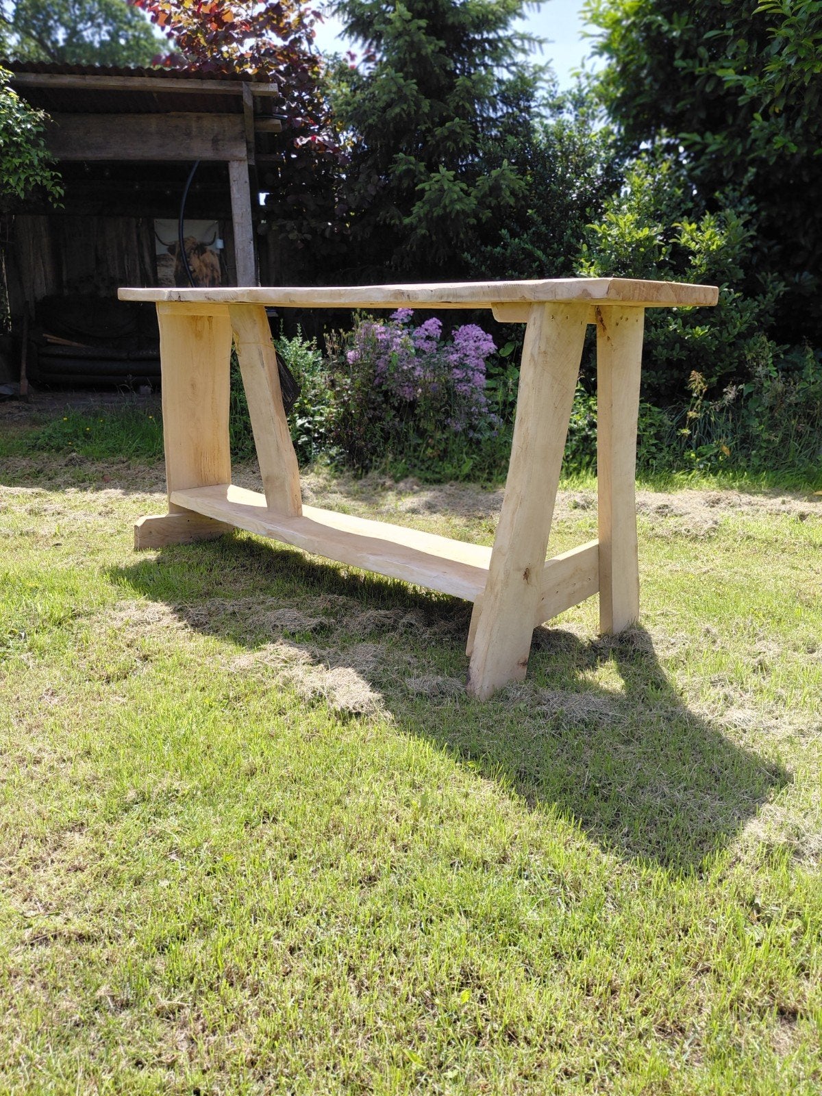 unieke eiken statafel., Ophalen, Nieuw, Rechthoekig, Hout