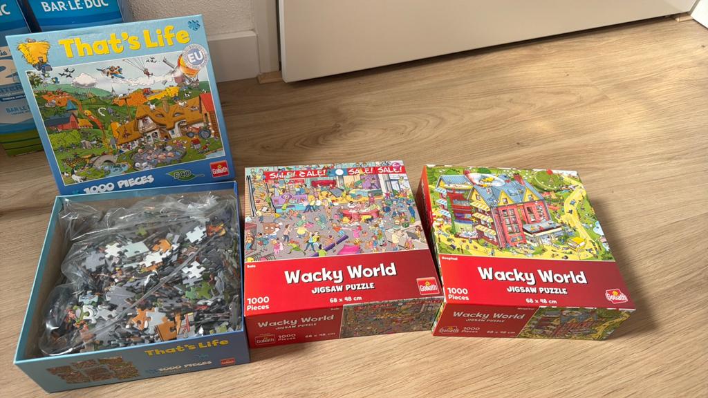 3x puzzel (That’s life en wacky world), Ophalen of Verzenden, 500 t/m 1500 stukjes, Nieuw