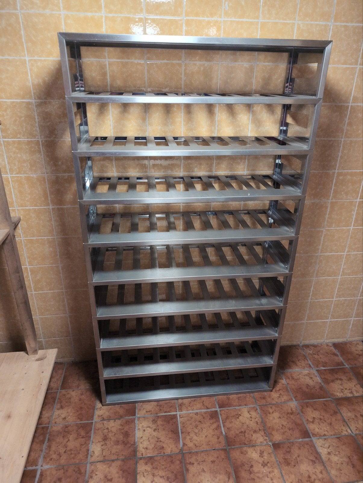 RVS Wijnrek - 90x164cm - 19 flessen per laag, Ophalen, Gebruikt, Metaal, 25 flessen of meer