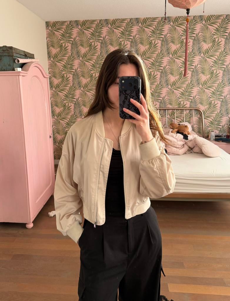 Bomber jacket - zara, Ophalen of Verzenden, Zo goed als nieuw, Maat 36 (S), Beige