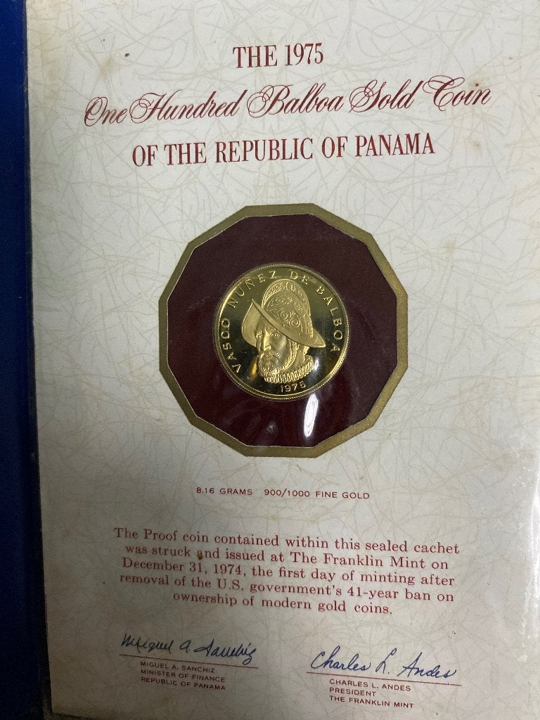 Panama 100 Balboa 1975, Postzegels en Munten, Ophalen of Verzenden, Midden-Amerika, Losse munt, Goud