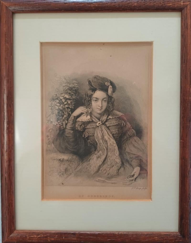 Antieke portret staalgravure van een on bekende vrouw, Ophalen of Verzenden, Gravure