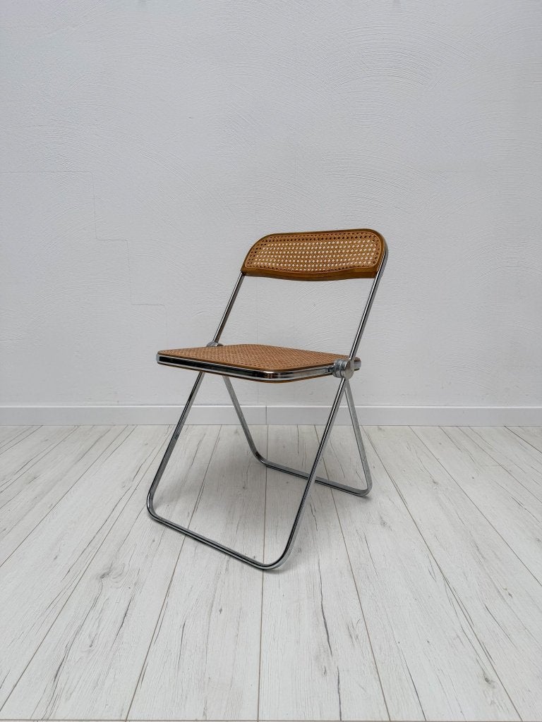 Giancarlo Piretti Plia rieten klapstoel Anonima Castelli, Huis en Inrichting, Vintage, Ophalen of Verzenden, Zo goed als nieuw