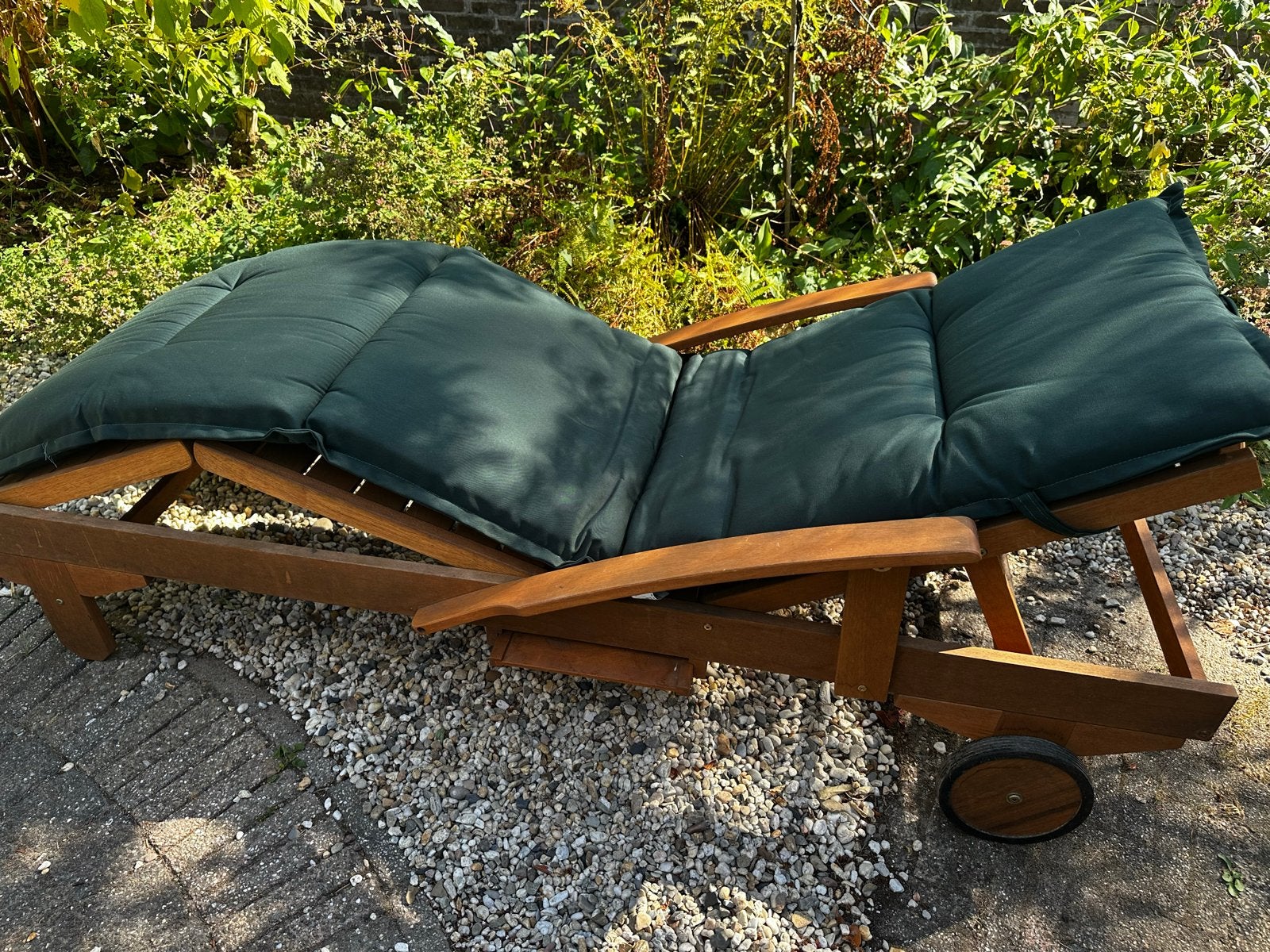 Lounge tuinstoel, Ophalen, Gebruikt, Hout, Verstelbaar