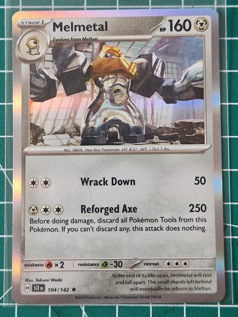 pokemon kaart, Melmetal, #104/142. (SCR), Ophalen of Verzenden, Zo goed als nieuw