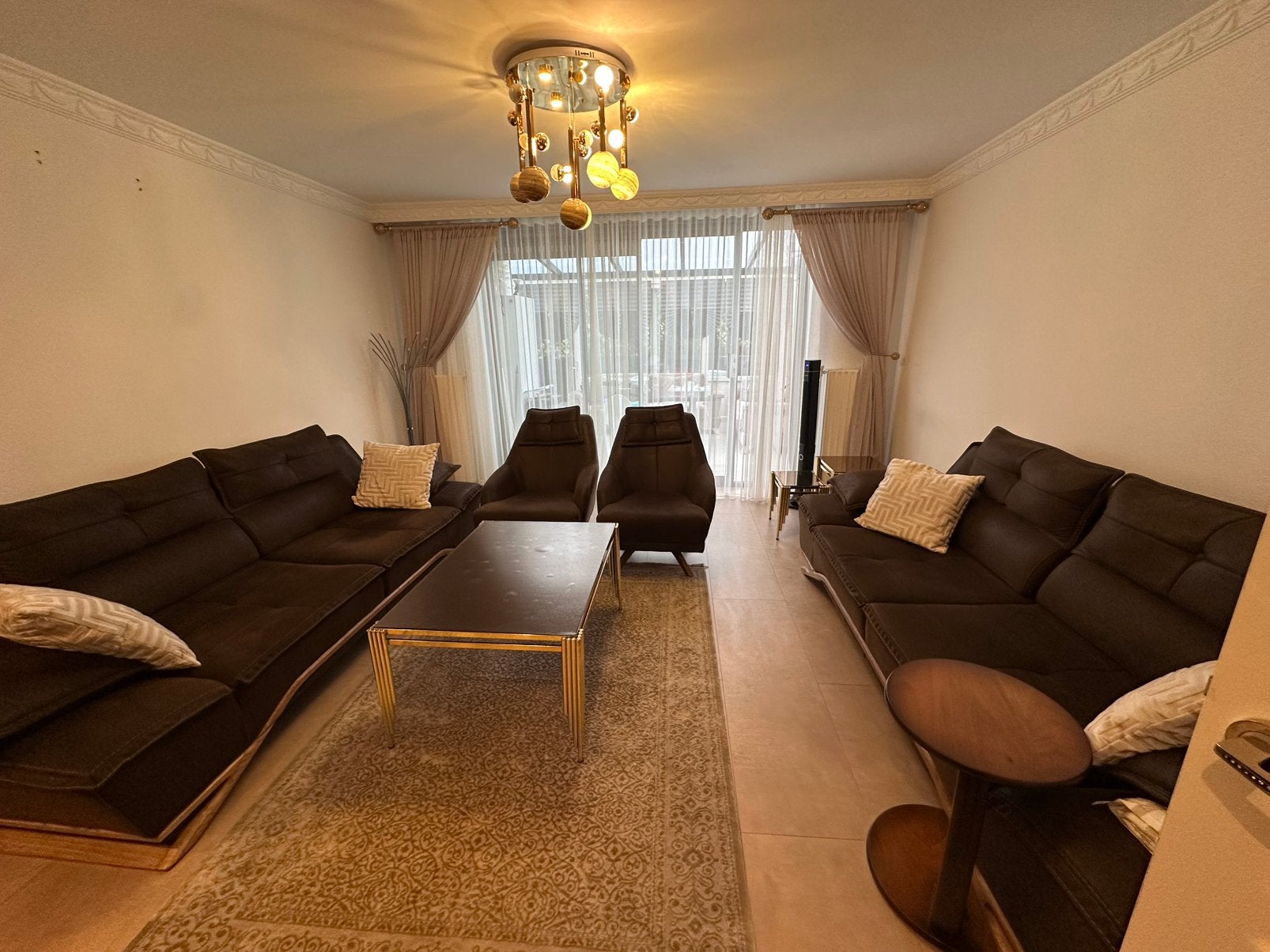 Luxe chocoladebruine banken + 2 stoelen op maat gemaakt, Huis en Inrichting, Banken | Bankstellen, Ophalen, 75 tot 100 cm, Zo goed als nieuw