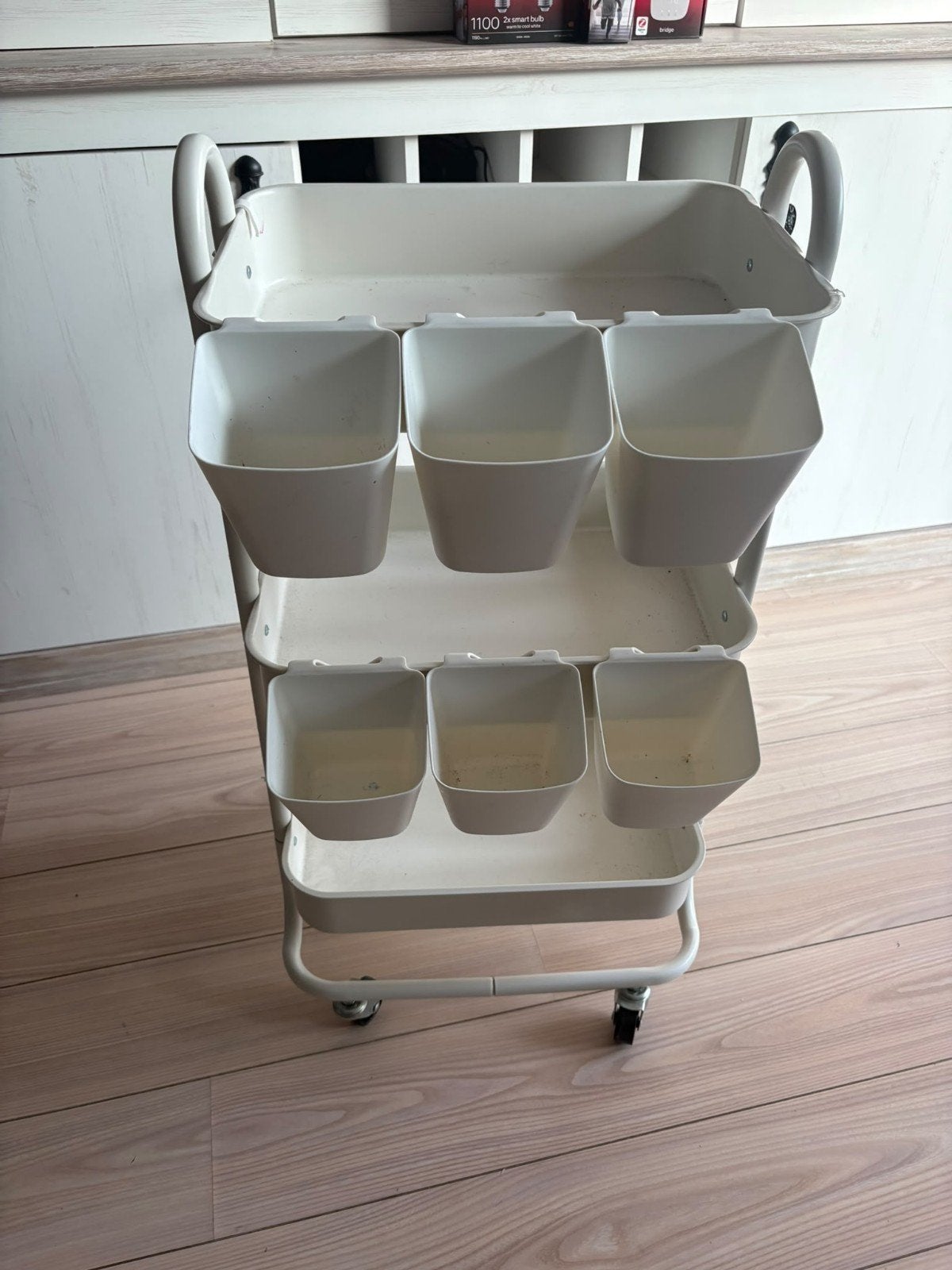 IKEA RÅSKOG roltafel met bakjes - Wit, Ophalen, Gebruikt