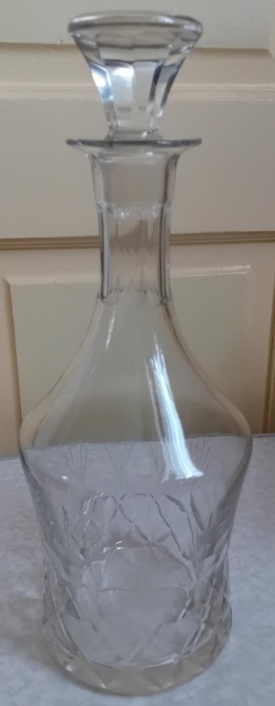 Antiek heldere karaf gave stopper.amandel en ruit geslepen, Antiek en Kunst, Antiek | Glas en Kristal, Ophalen of Verzenden