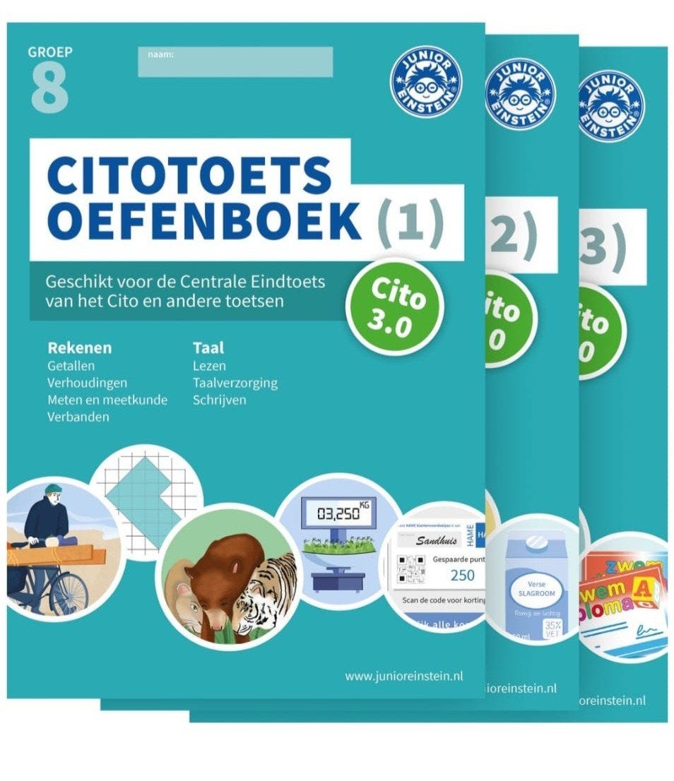 Cito Oefenboek Groep 8 (deel 1, 2, 3) - Junior Einstein, Ophalen of Verzenden, Zo goed als nieuw, LBO, Junior Einstein