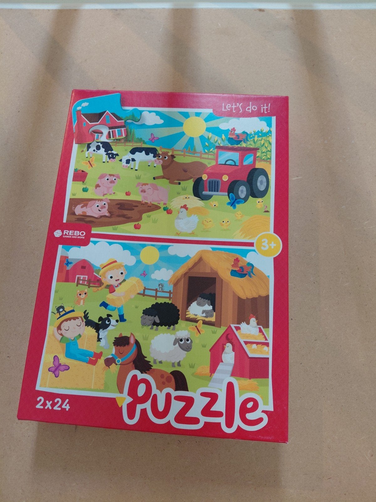 Rebo Boerderij Puzzel 2x24 stukjes - Vanaf 3 jaar, Ophalen of Verzenden, 10 tot 50 stukjes, Zo goed als nieuw, 2 tot 4 jaar