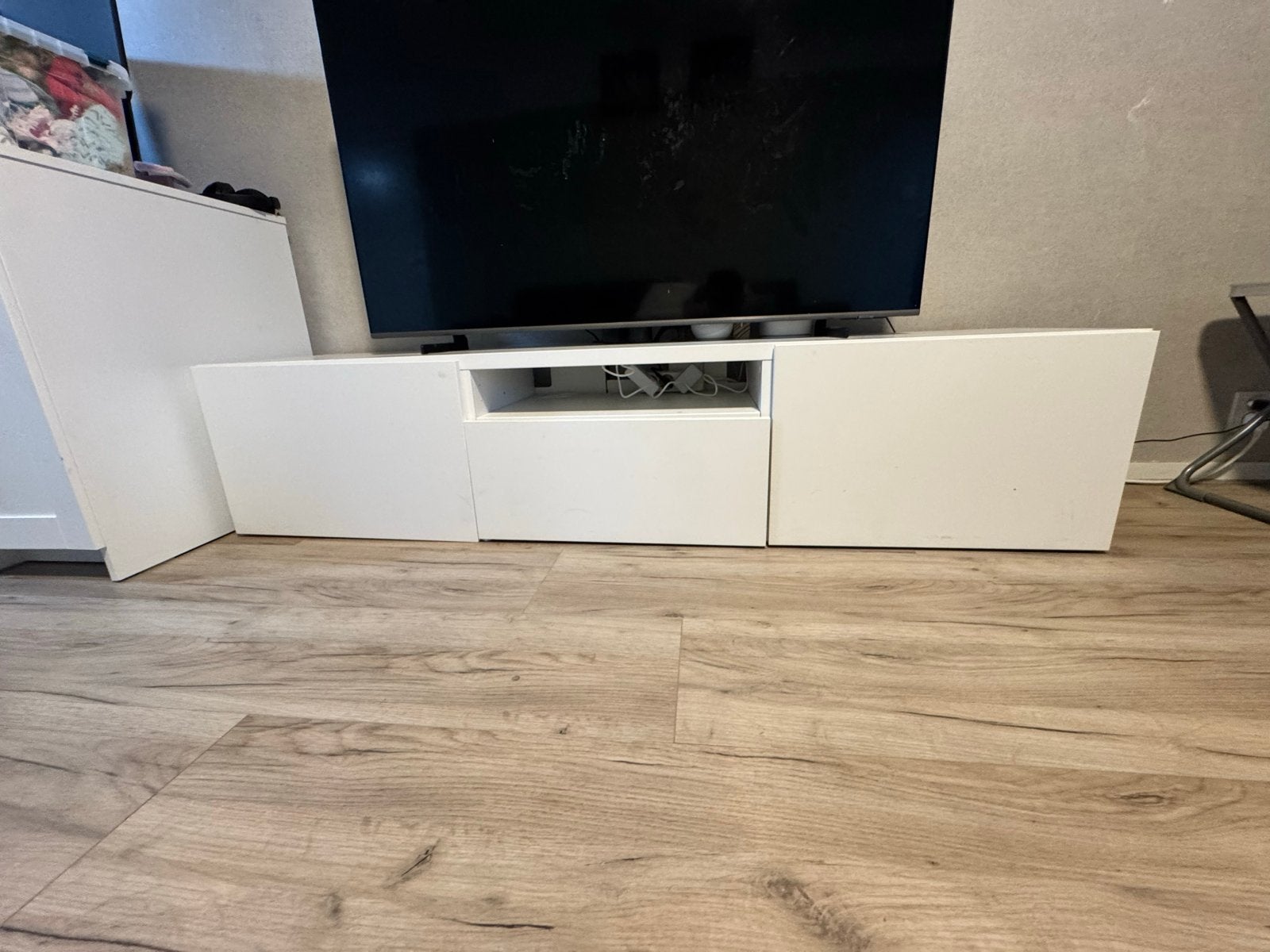 Ikea | Witte TV-meubel met opbergruimte, Ophalen, Gebruikt, 150 tot 200 cm, Minder dan 100 cm