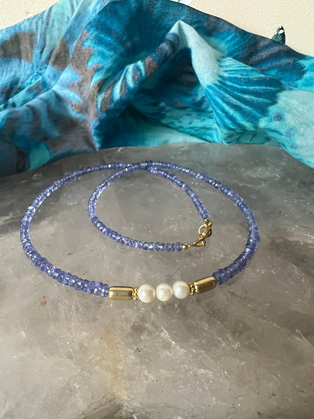 Tanzaniet AKOYA zoutwater parel beschermt intuïtie uniek TIP, Sieraden, Tassen en Uiterlijk, Kettingen, Blauw, Magnolia11, Nieuw