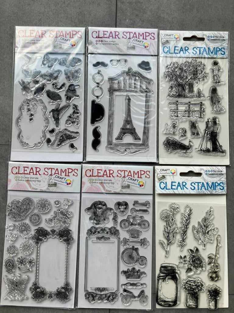 Leuke set Clearstamp Craft sensations bloemen en Eifeltoren, Ophalen of Verzenden, Zo goed als nieuw, Clearstamp