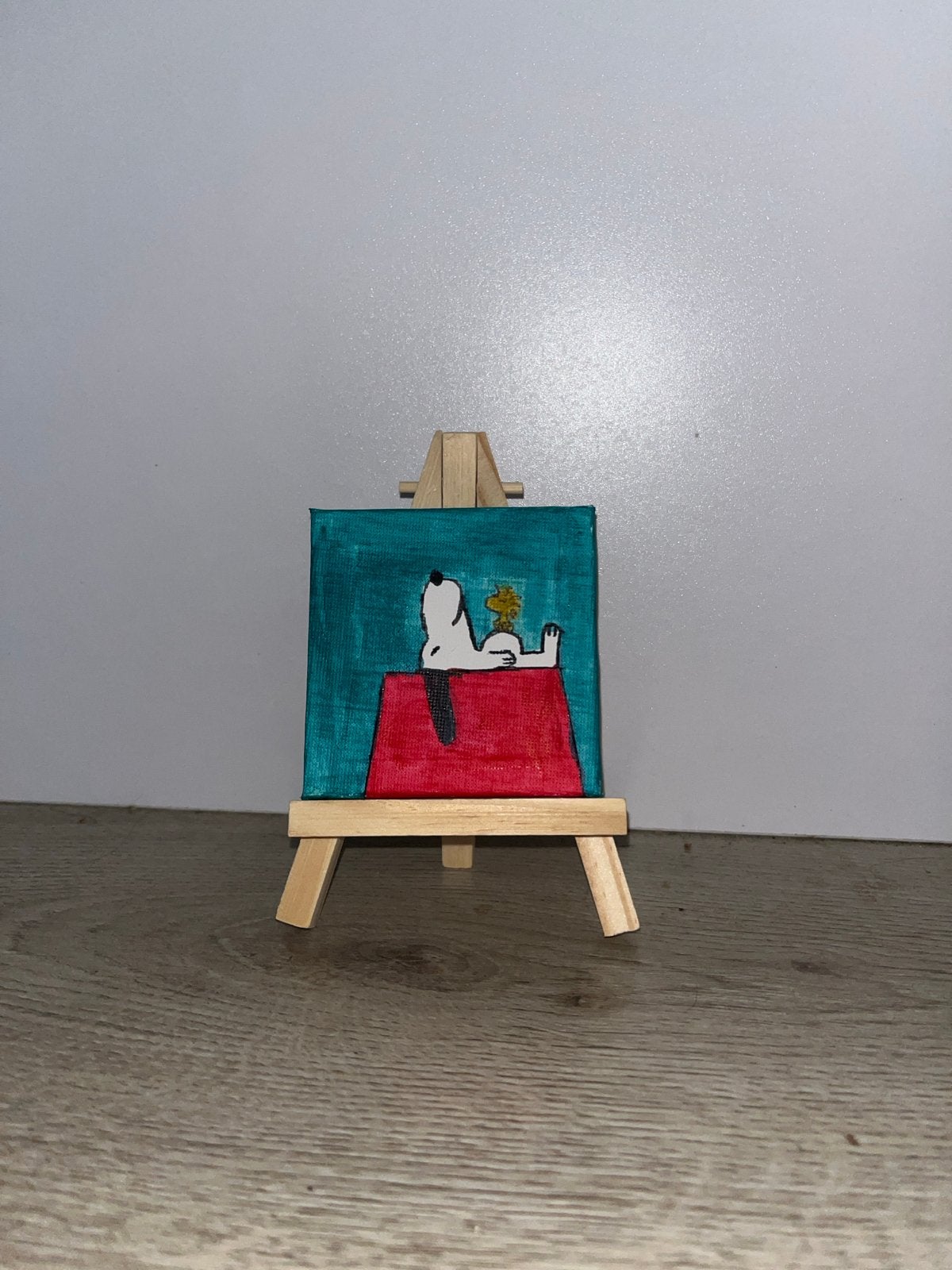 Snoopy mini schilderij op ezel, Ophalen of Verzenden