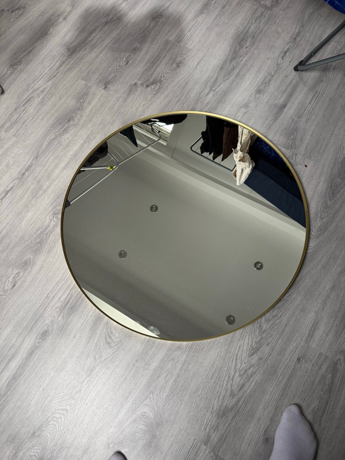 IKEA Lindbyn spiegel, rond, goudkleurig 80cm, Ophalen, Rond, Nieuw, 75 tot 100 cm