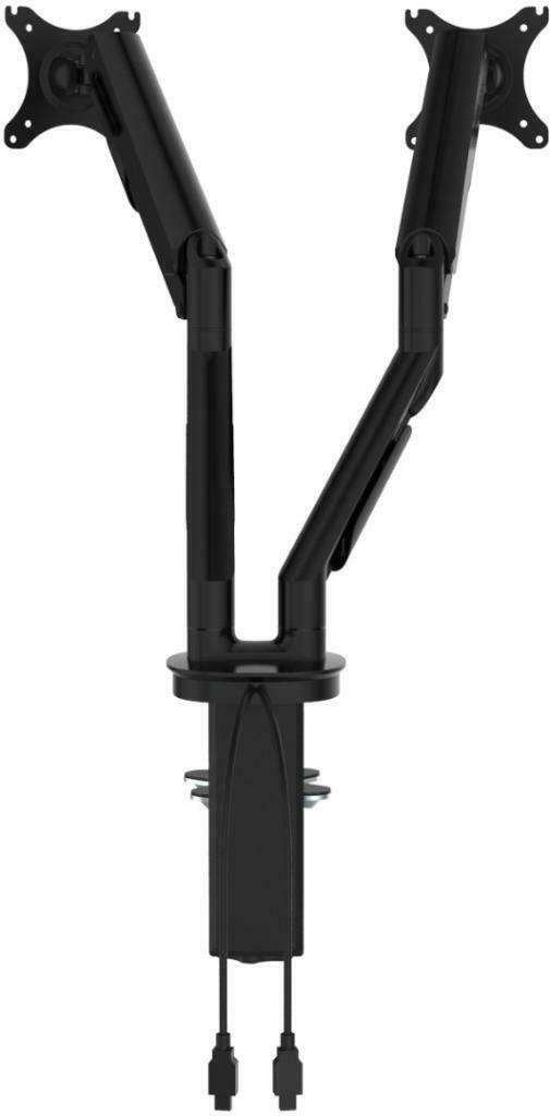 Dubbele monitorarm (tot 30 inch) gas geveerd, 2x USB, 2x 9kg, Computers en Software, VST, In hoogte verstelbaar, Nieuw, Ophalen of Verzenden