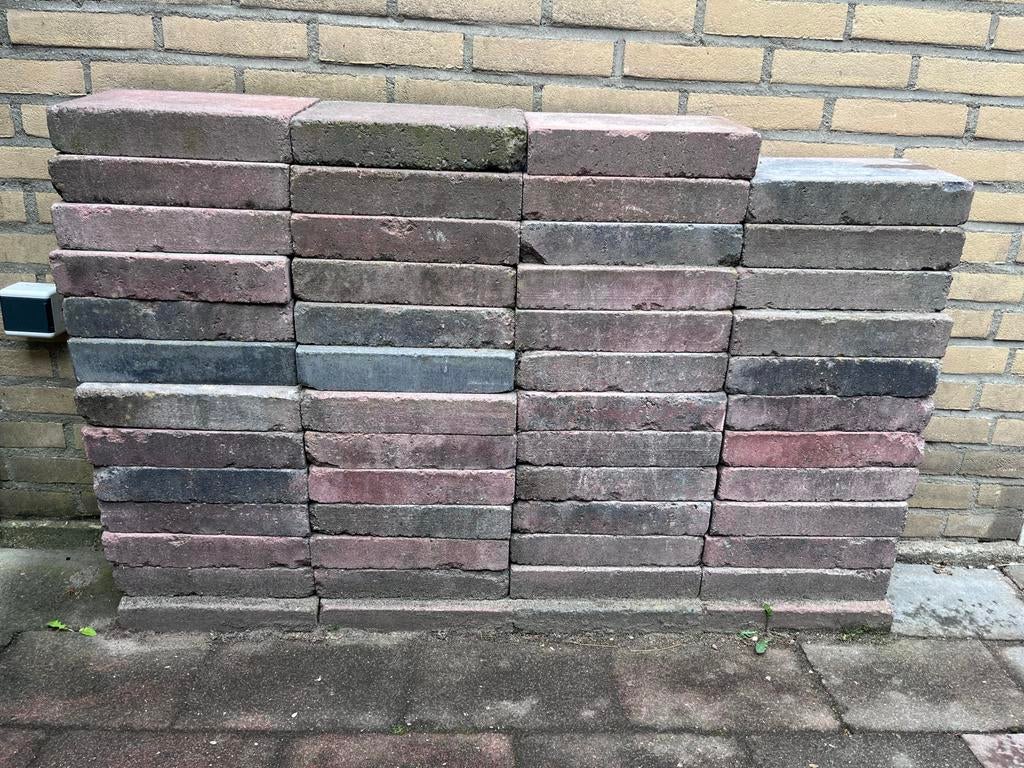 Restpartij trommelstenen rood/grijs 20x30cm - ongebruikt, Tuin en Terras, Ophalen, Klinkers, Zo goed als nieuw, Minder dan 5 m²