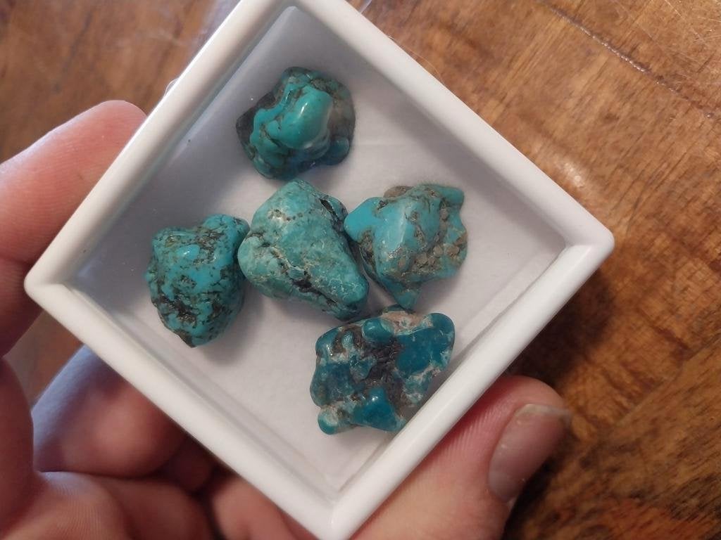 Lot met 5 stuks echte turkoois nuggets usa, Sieraden, Tassen en Uiterlijk, Edelstenen, Ophalen of Verzenden